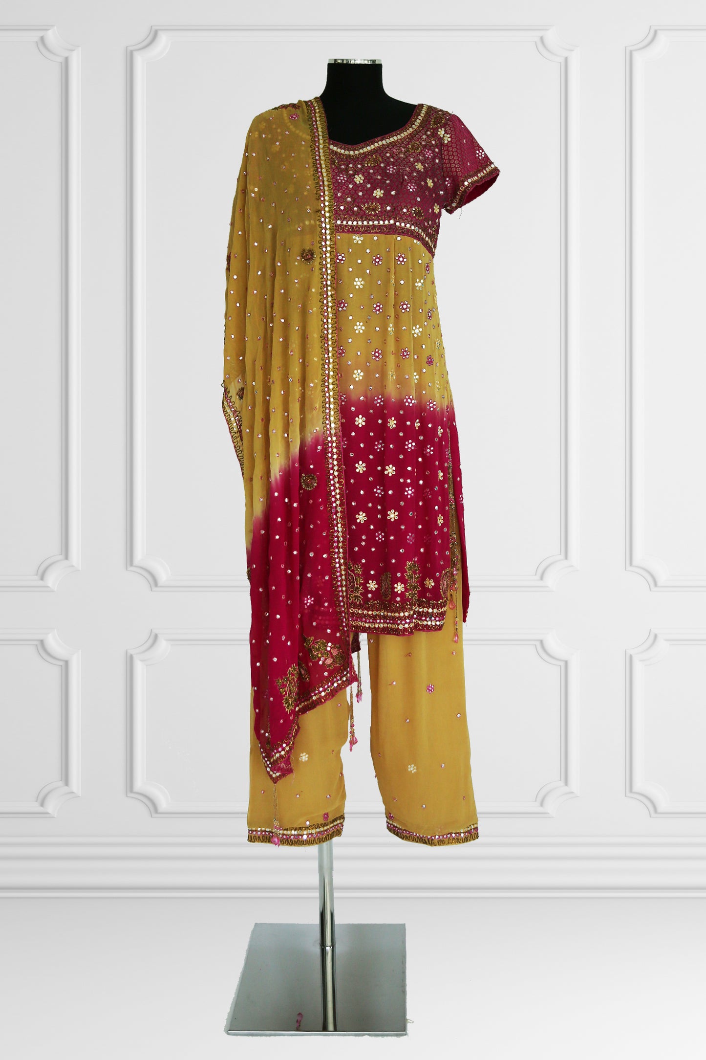 Bicolor Camel & Pink Kurta Set
