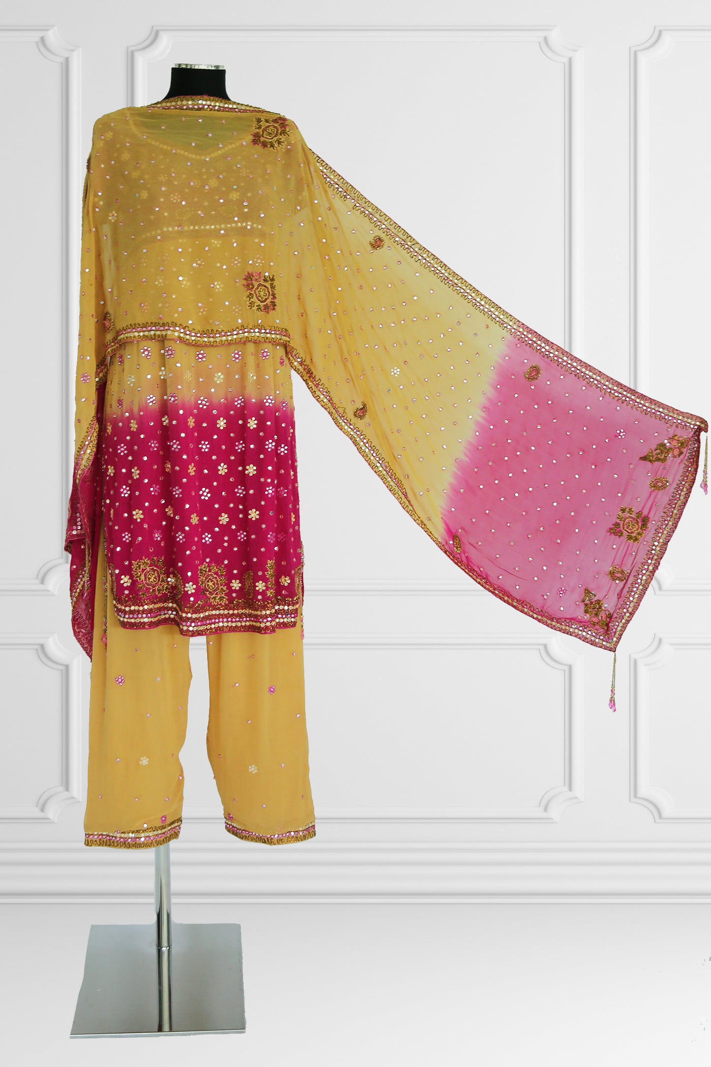 Bicolor Camel & Pink Kurta Set