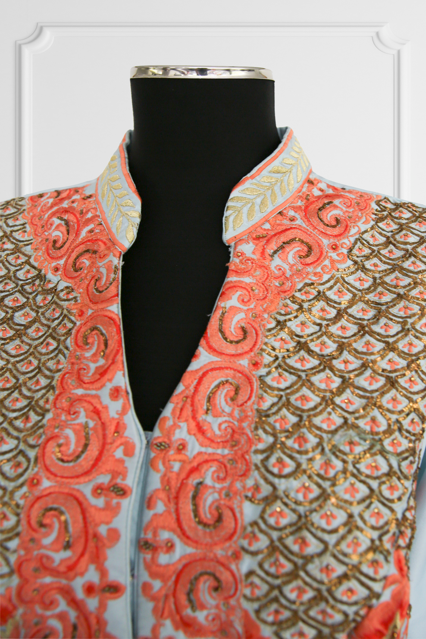 Light Blue and Coral Kurta Set