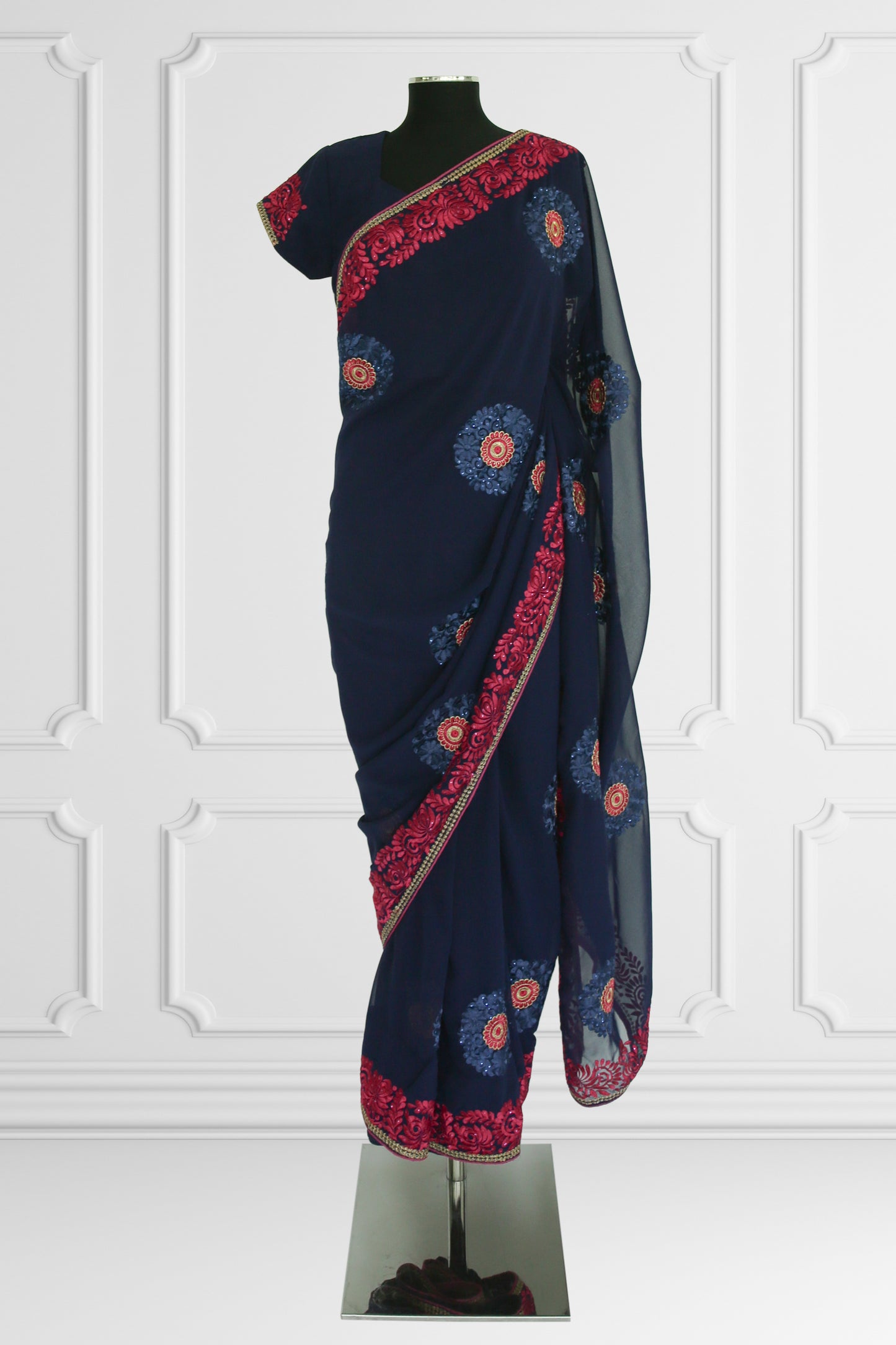Midnight Blossom Saree
