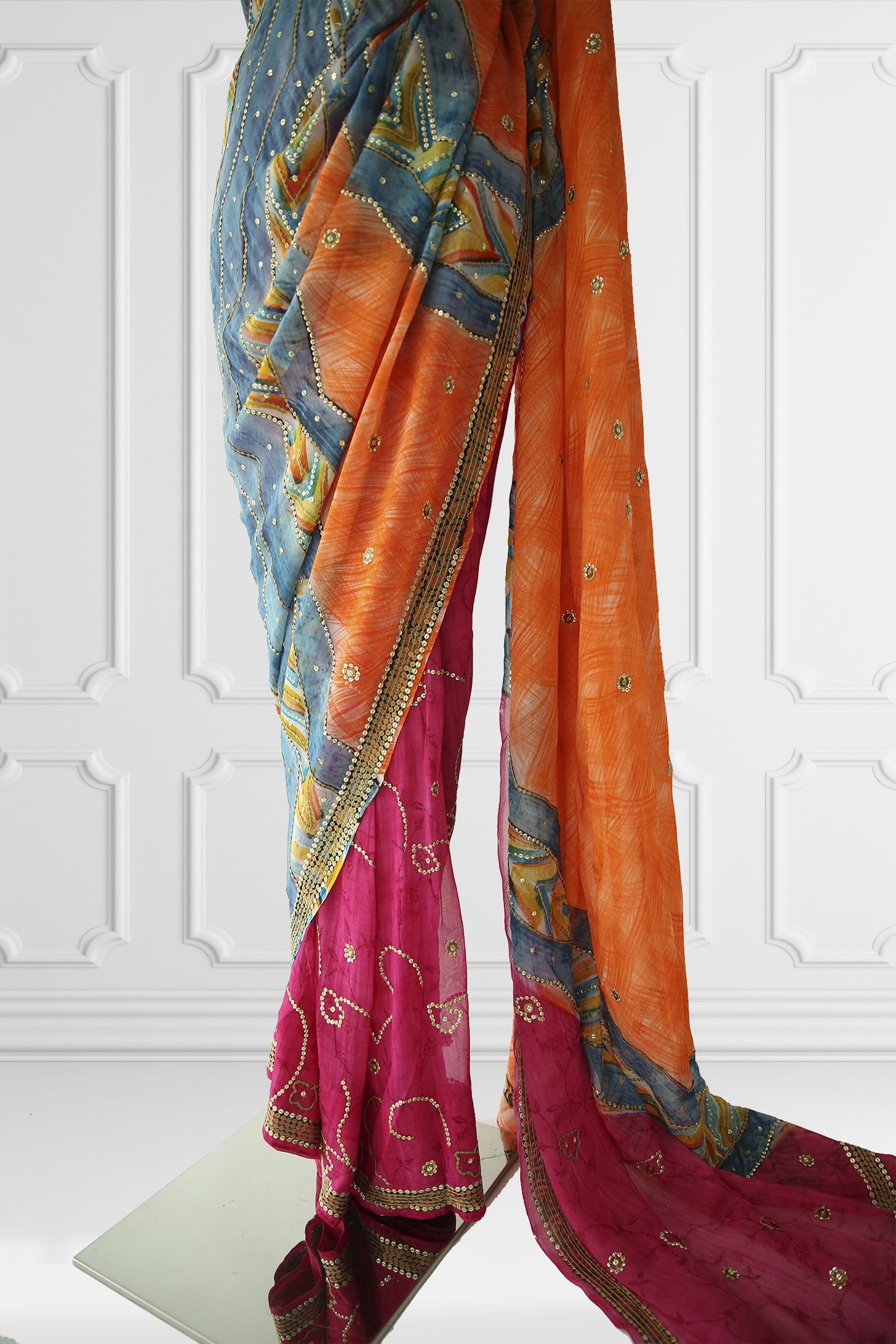 Printed Colorful Saree Set
