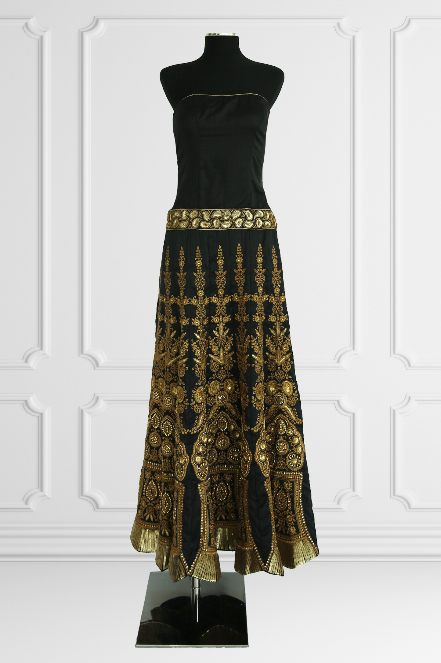 Black with Gold Embroidery Gown