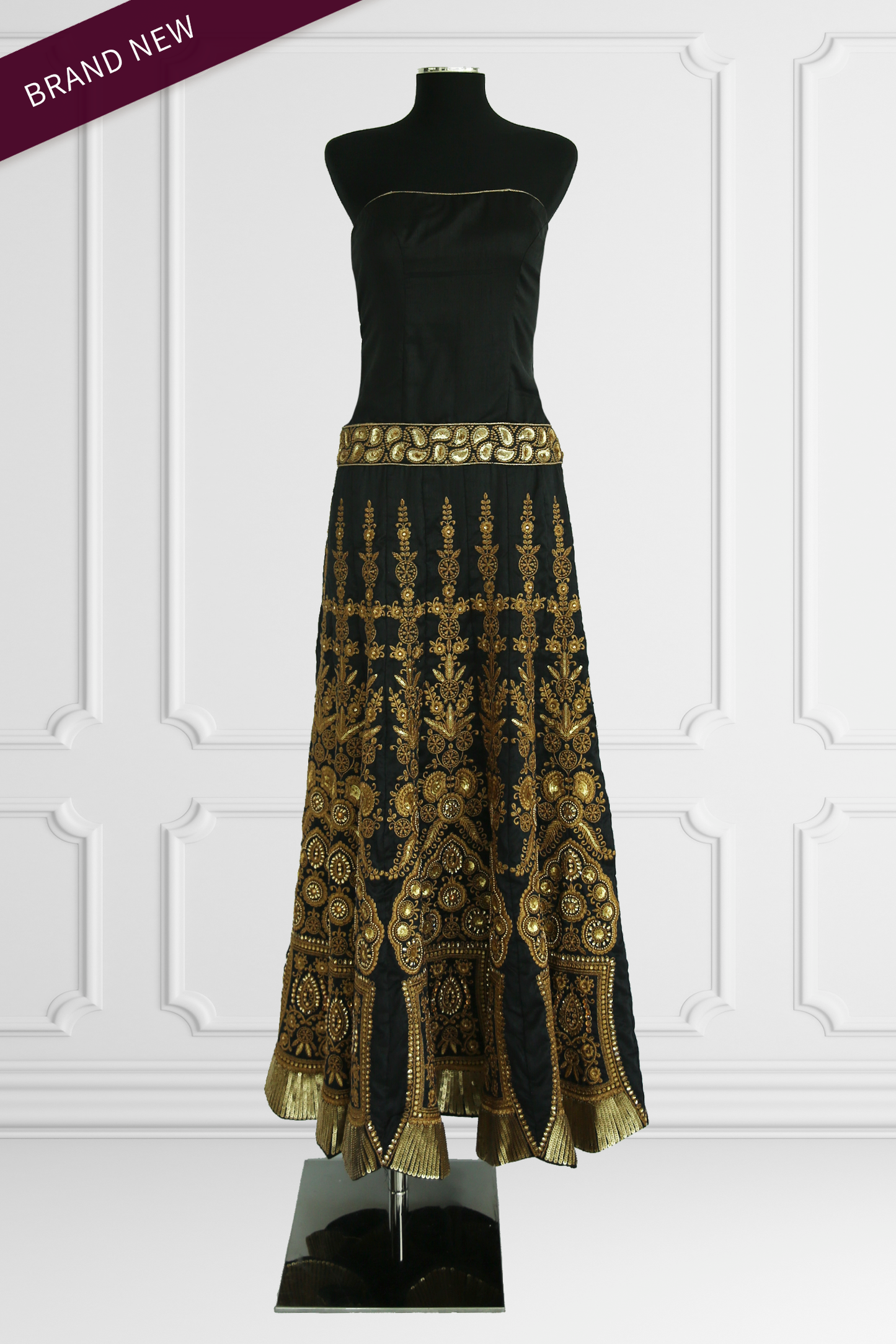 Black with Gold Embroidery Gown