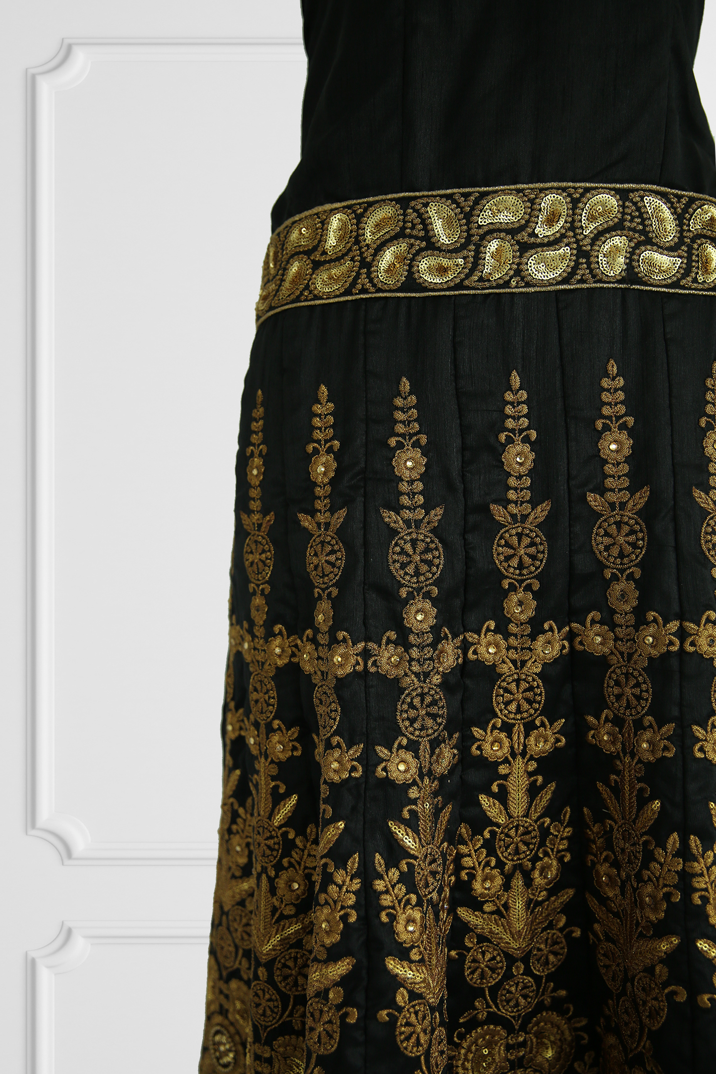 Black with Gold Embroidery Gown