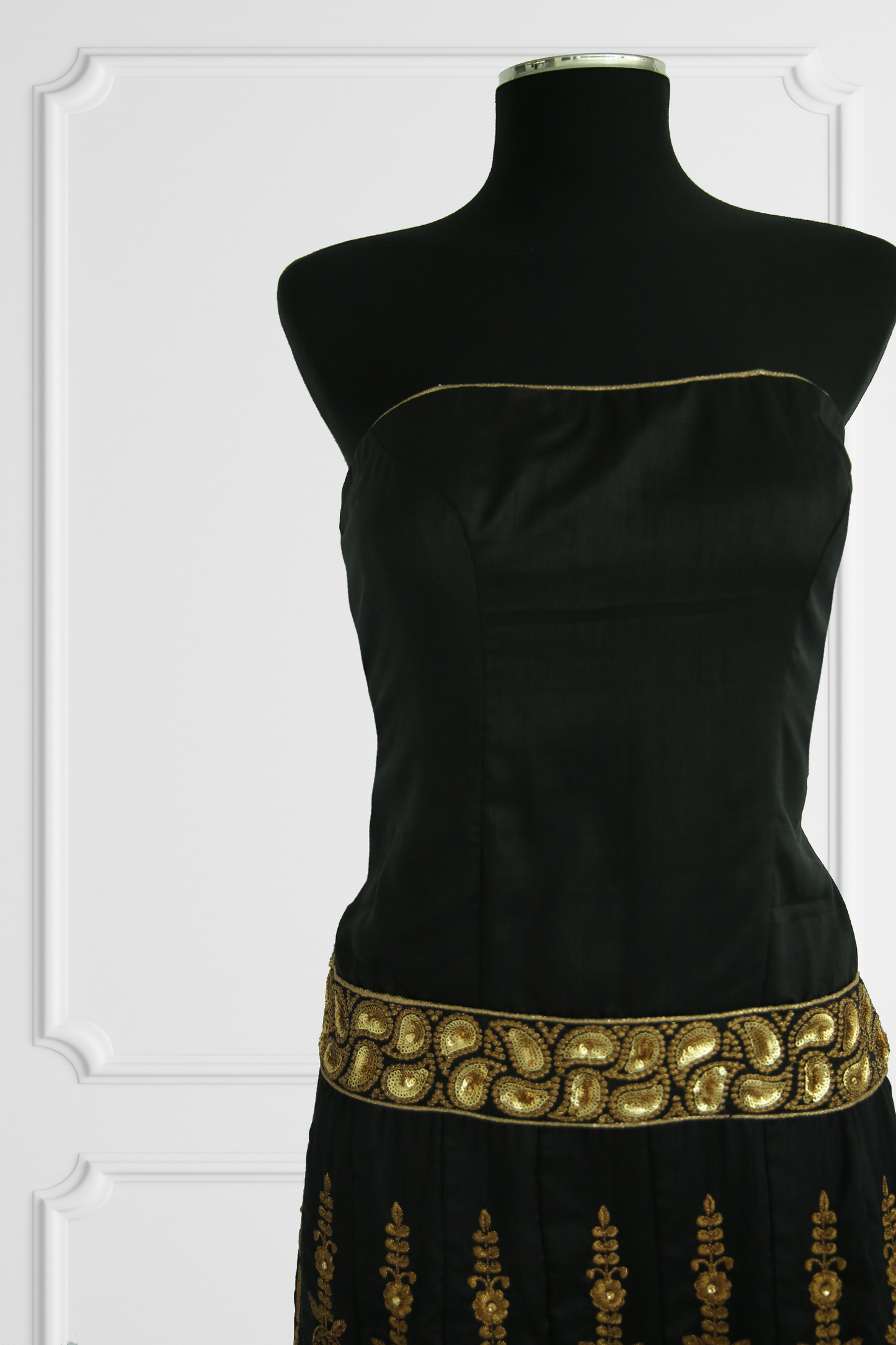 Black with Gold Embroidery Gown