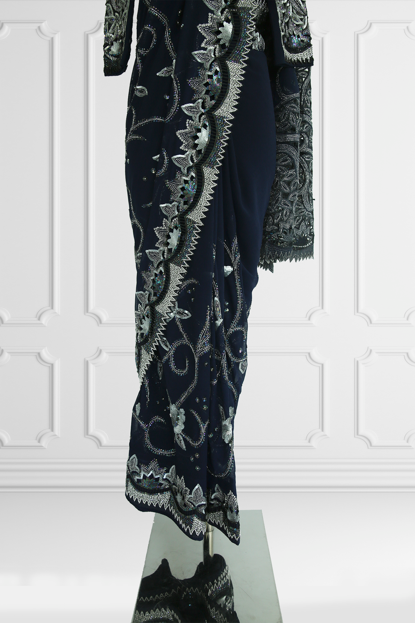 Navy and Silver Saree Set