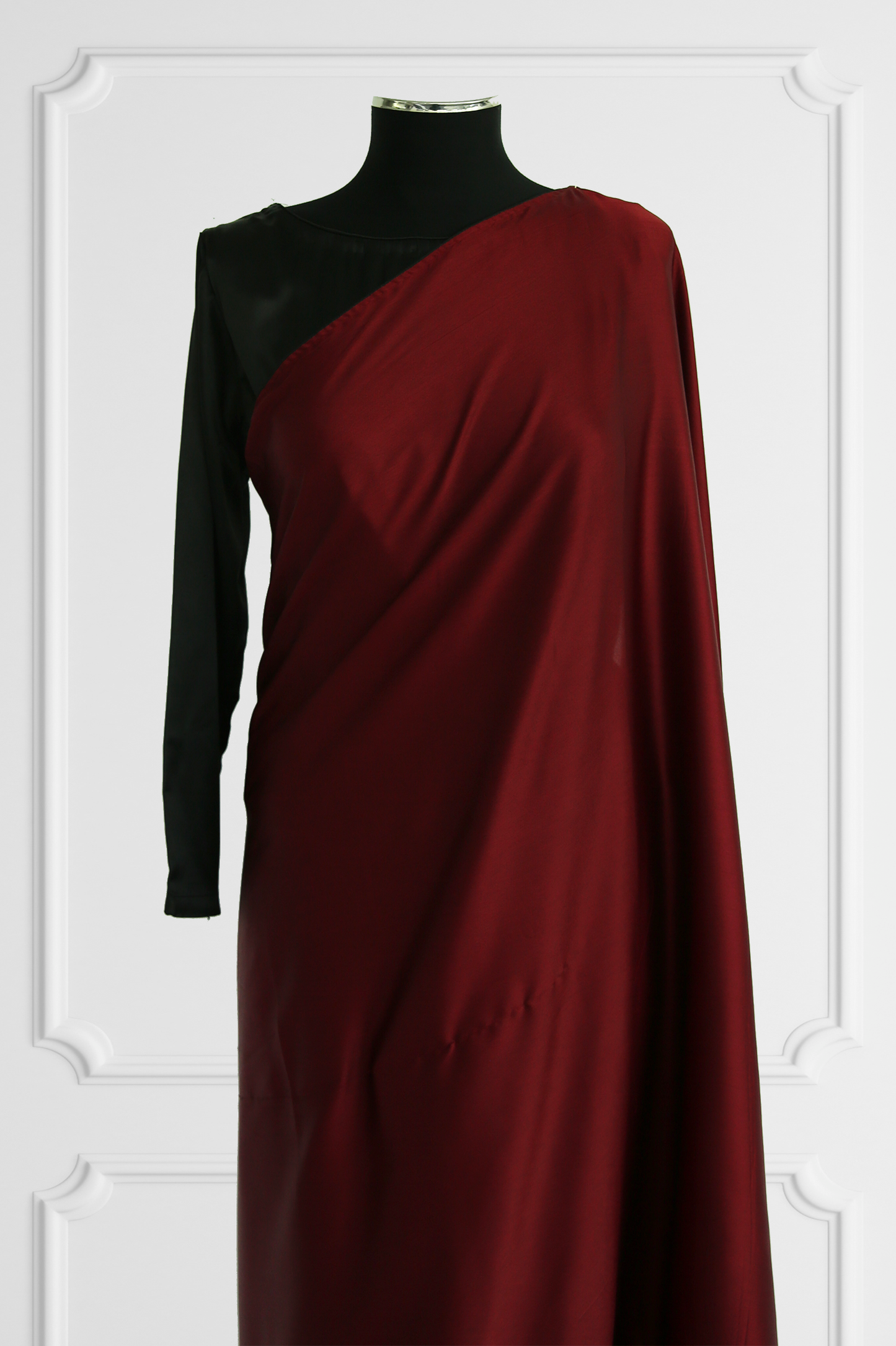 Plain Burgundy Saree with Velvet Coat