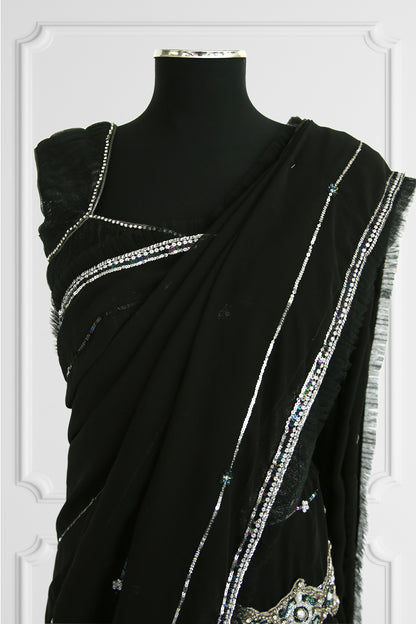 Ready Made Black Saree Set