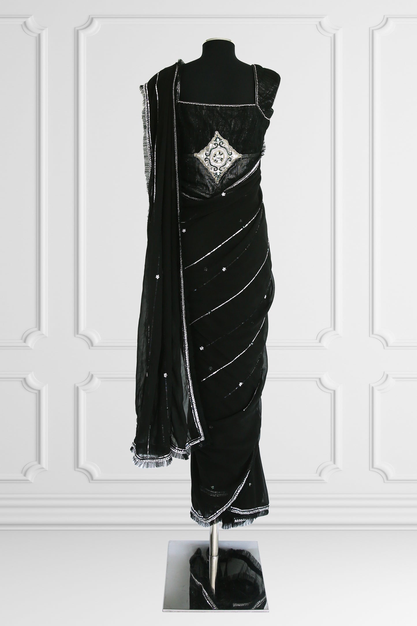 Ready Made Black Saree Set