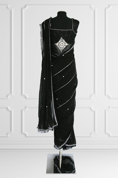 Ready Made Black Saree Set