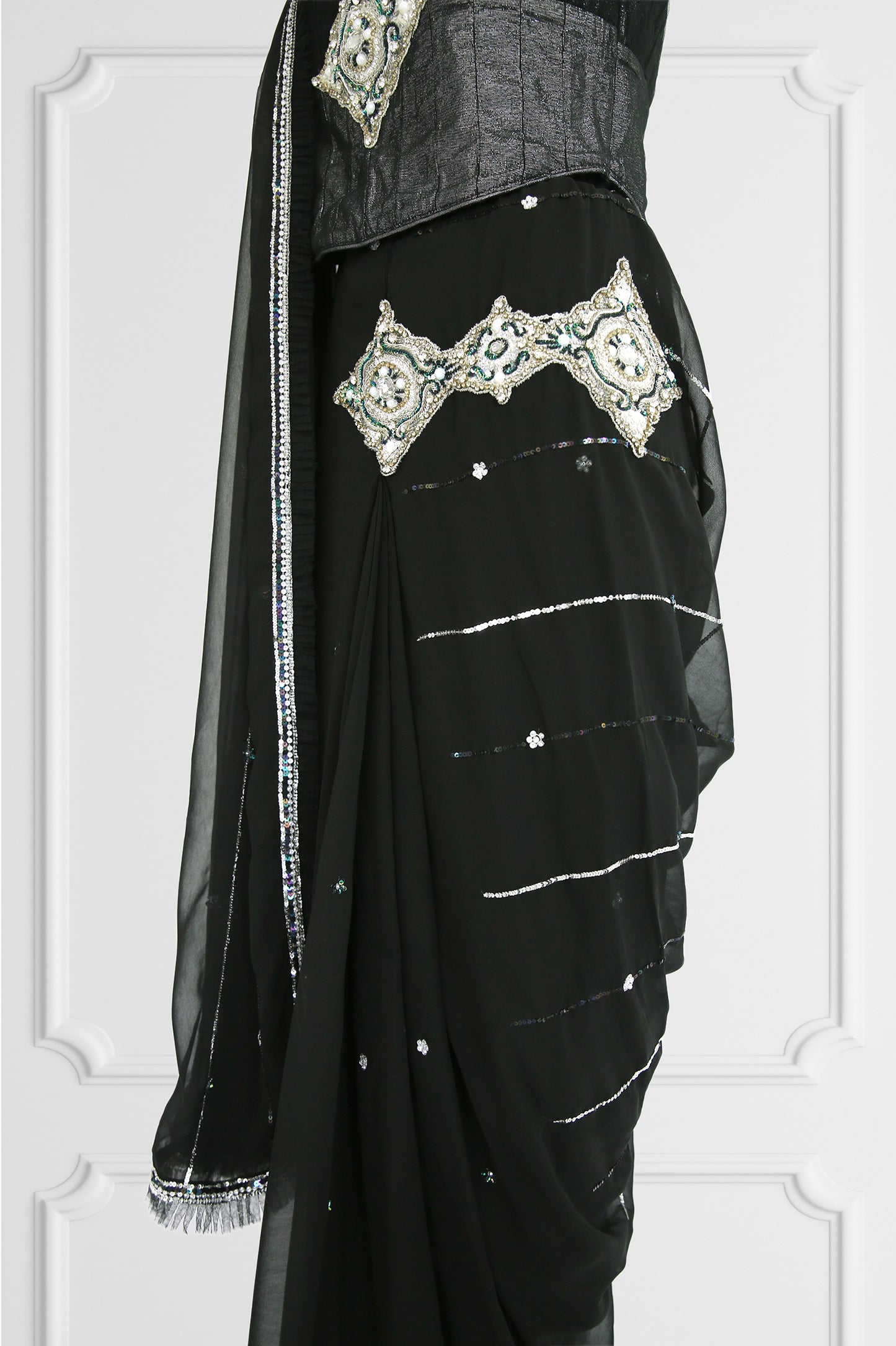 Ready Made Black Saree Set