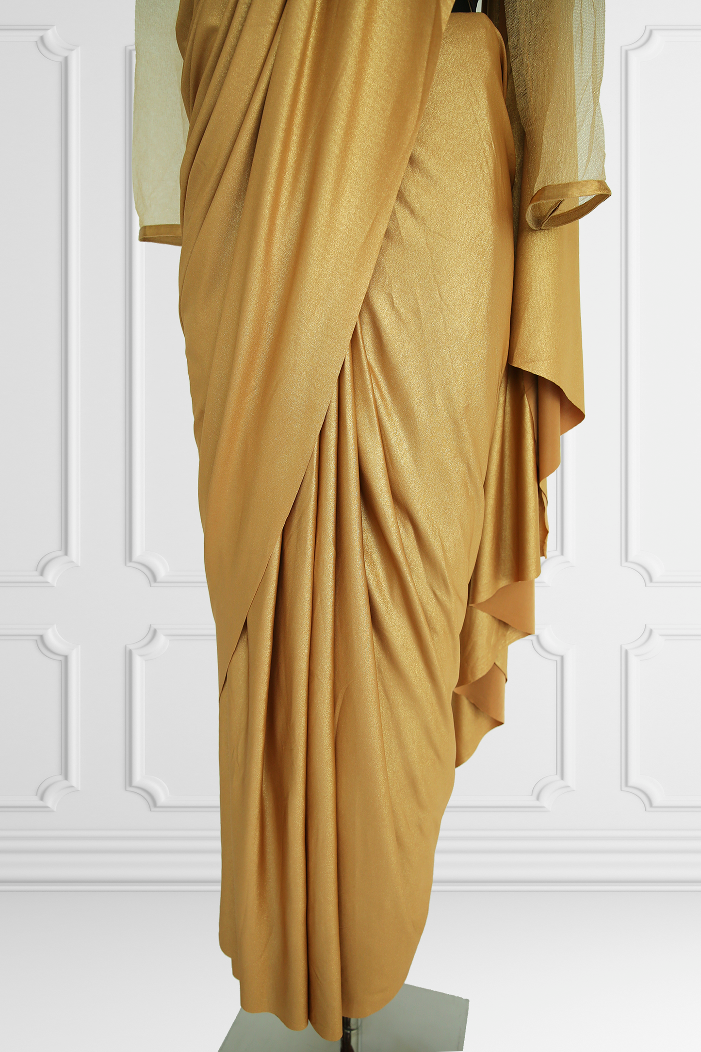 Ready Made Gold Saree with Navy Blouse