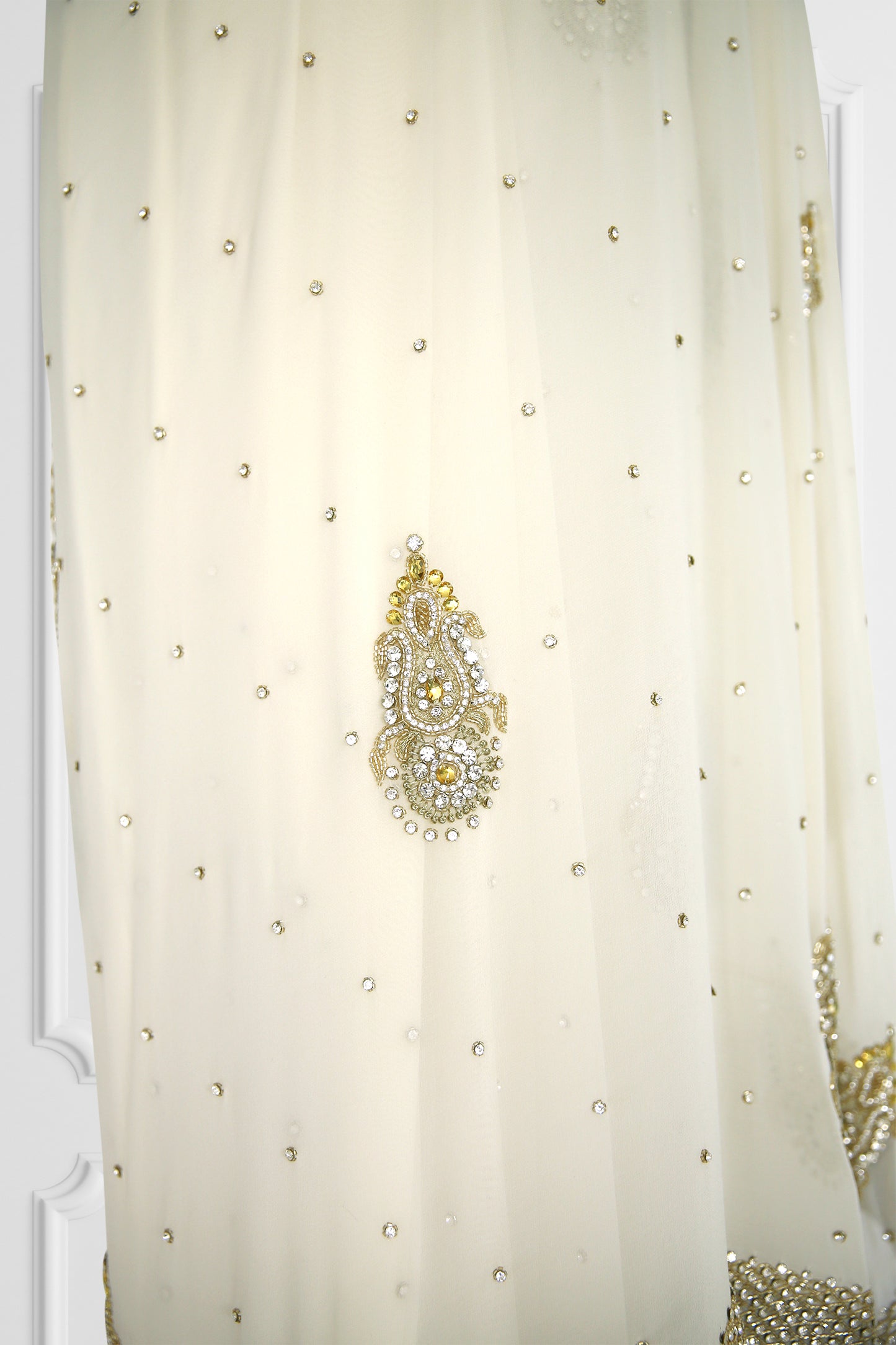 White Embroidered Saree Set