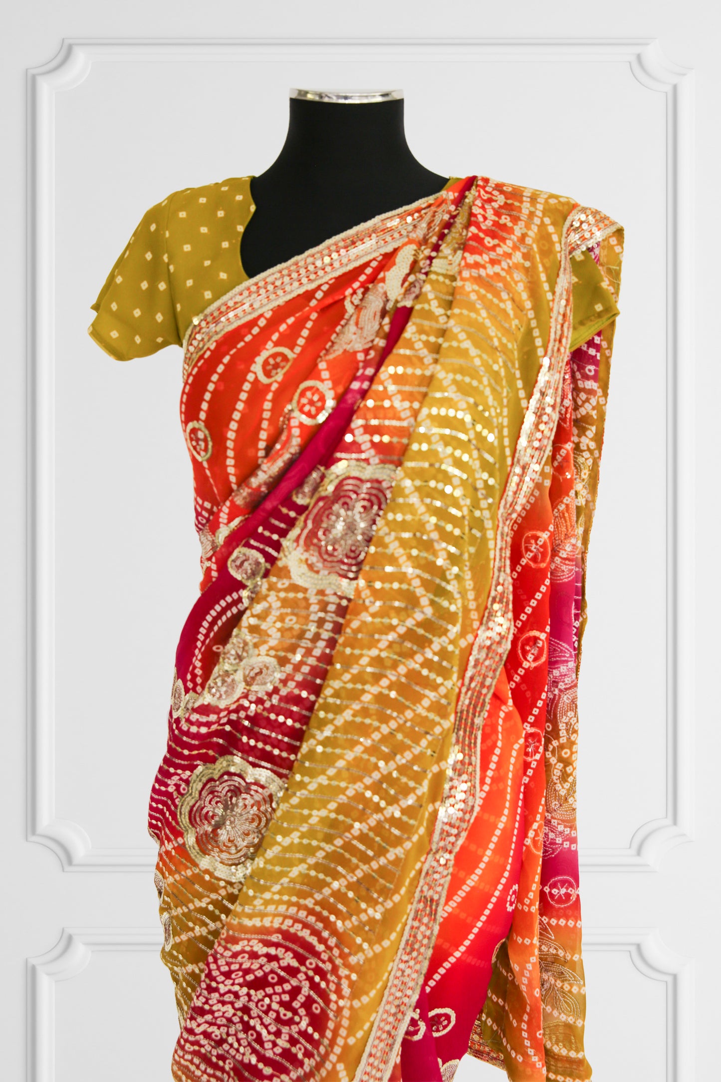 Bandhani Orange Saree