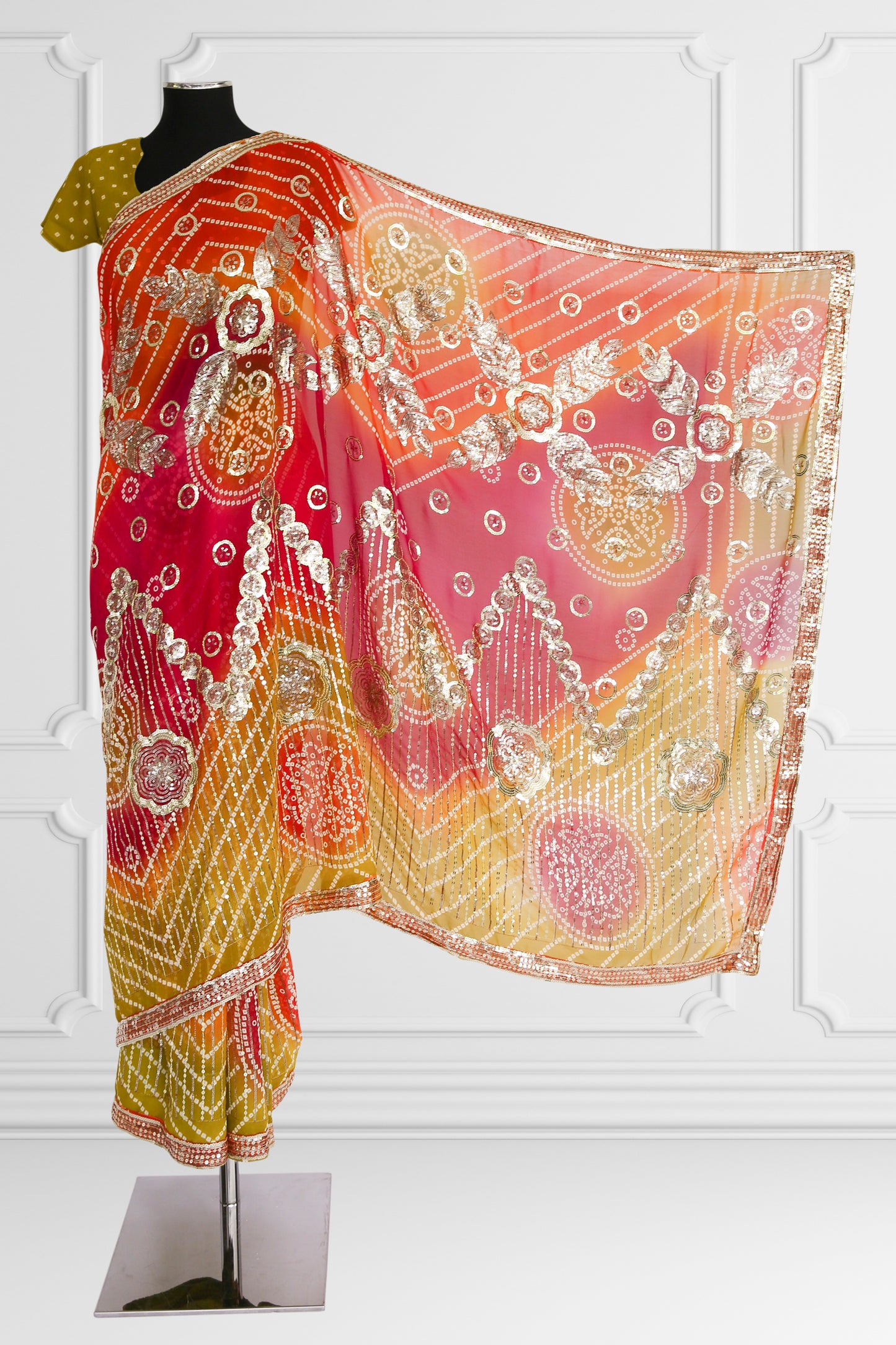 Bandhani Orange Saree