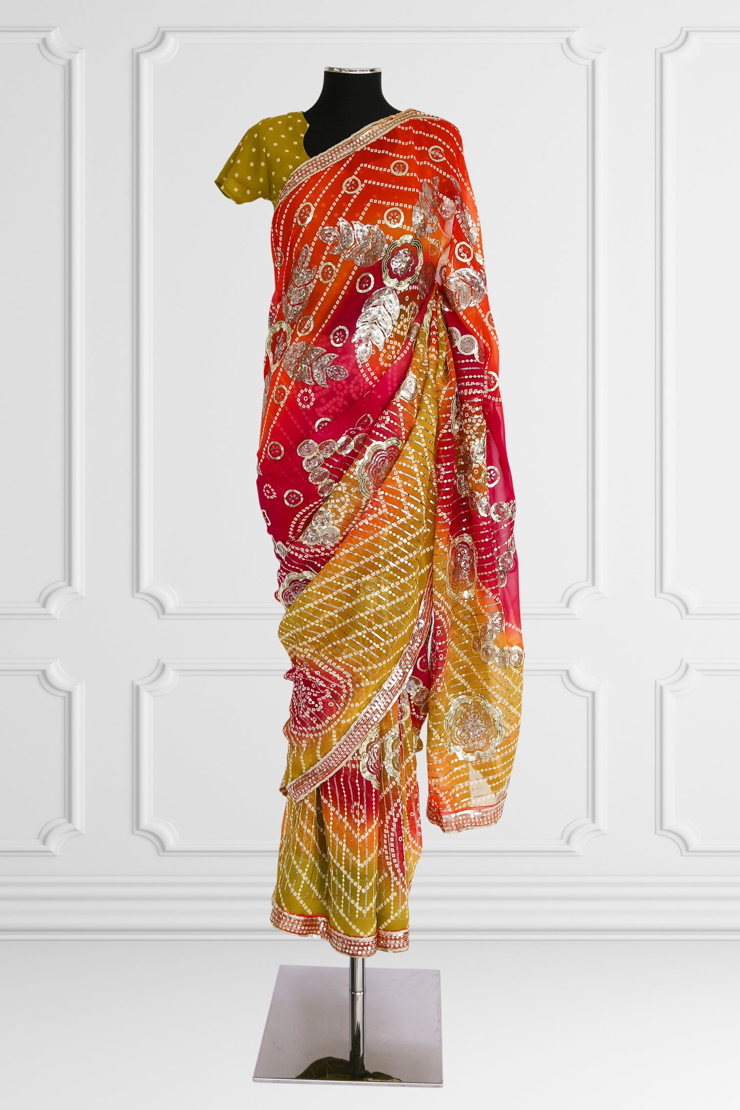 Bandhani Orange Saree