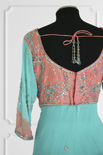 Bicolor Blue and Pink Kurta Set