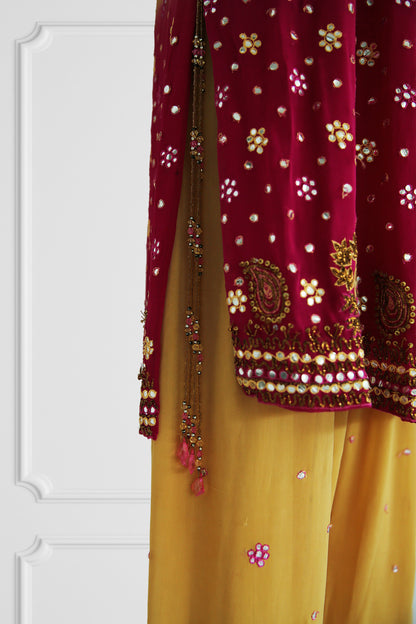 Bicolor Camel & Pink Kurta Set