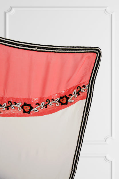 Bicolor Cream and Coral Saree Set