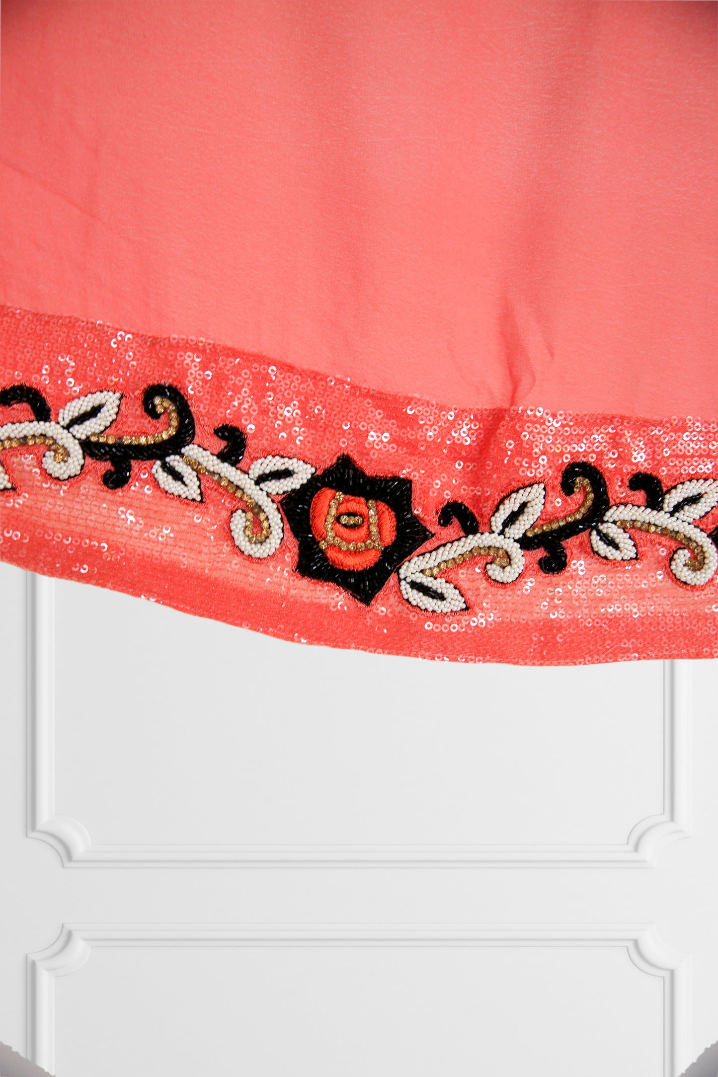 Bicolor Cream and Coral Saree Set