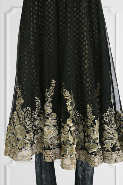 Black and Gold Anarkali Set