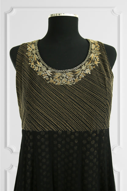 Black and Gold Anarkali Set