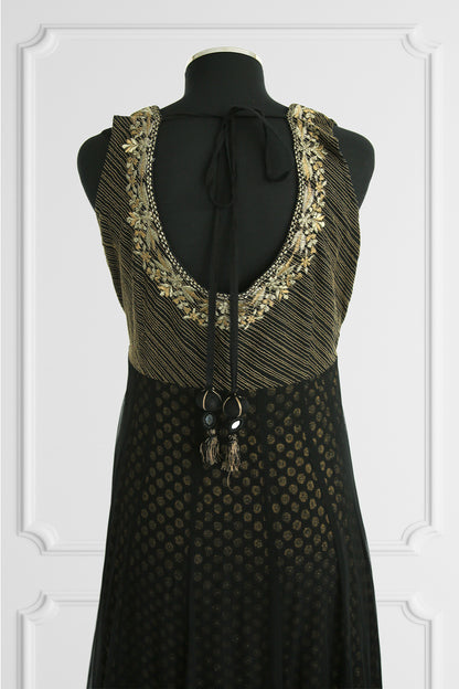 Black and Gold Anarkali Set