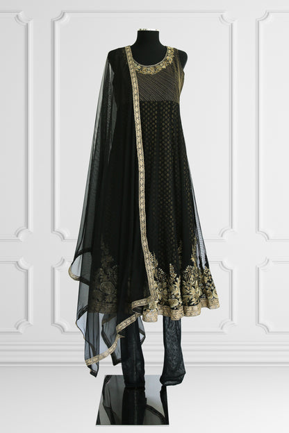 Black and Gold Anarkali Set