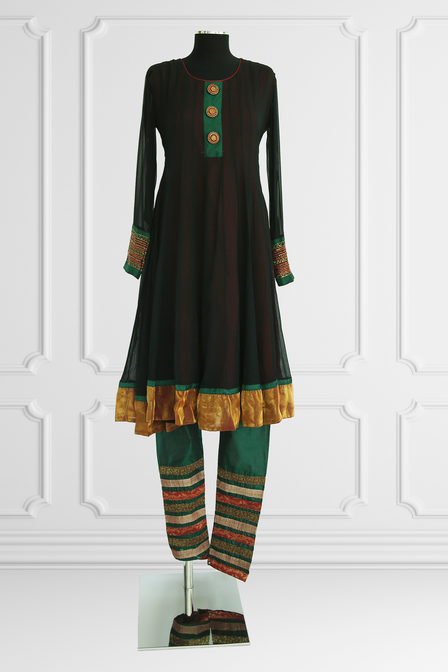 Black and Green Anarkali Set