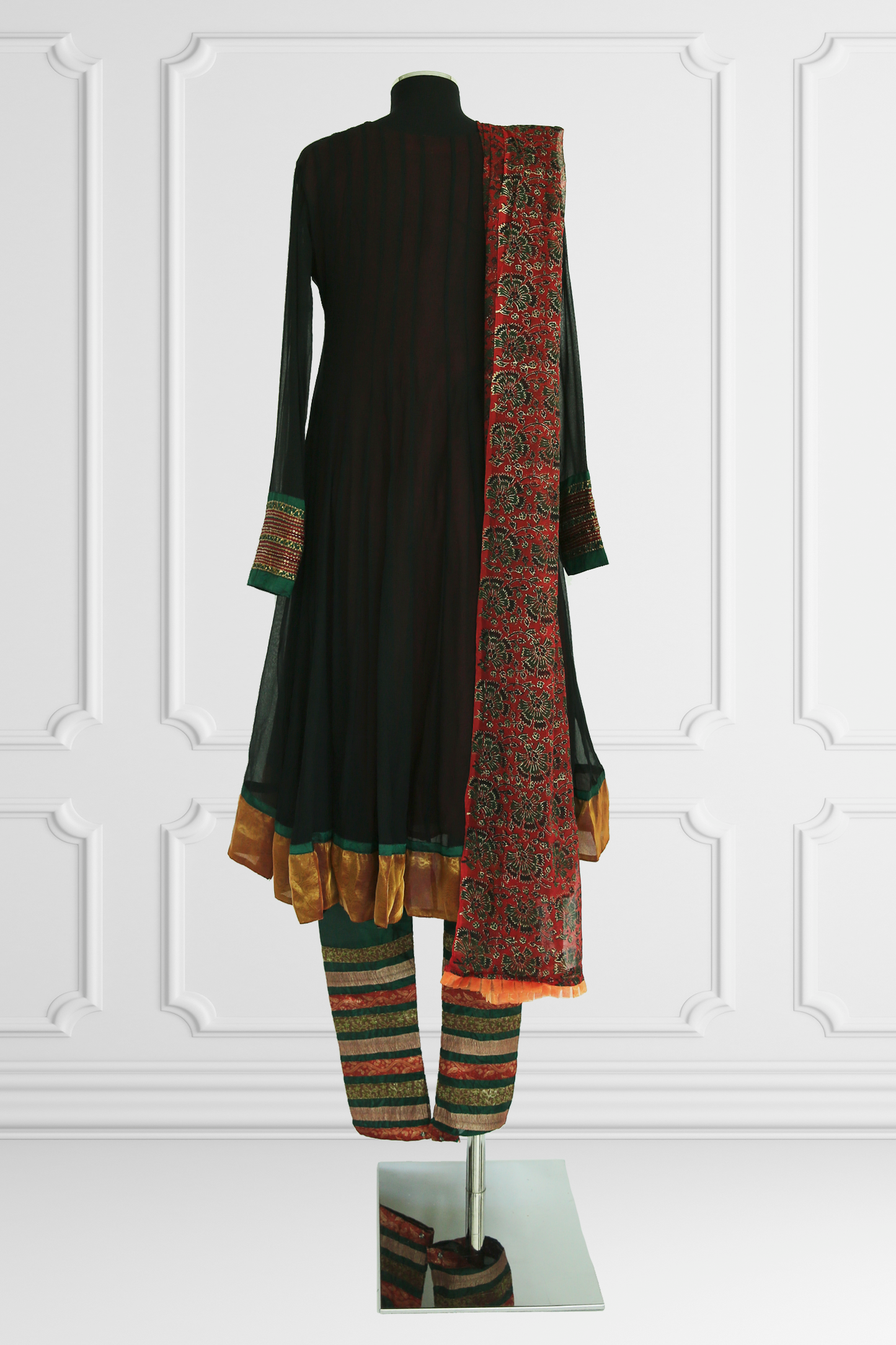 Black and Green Anarkali Set