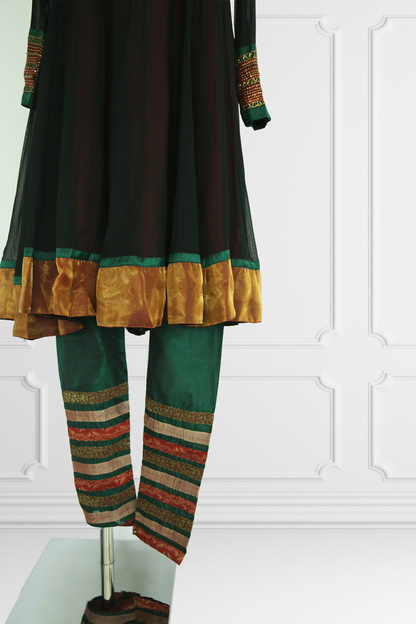 Black and Green Anarkali Set