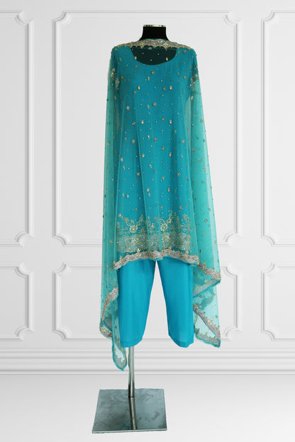 Blue with Silver Details Kurta Set