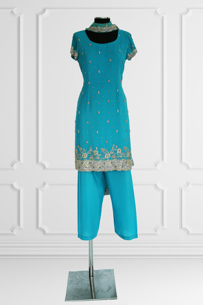 Blue with Silver Details Kurta Set