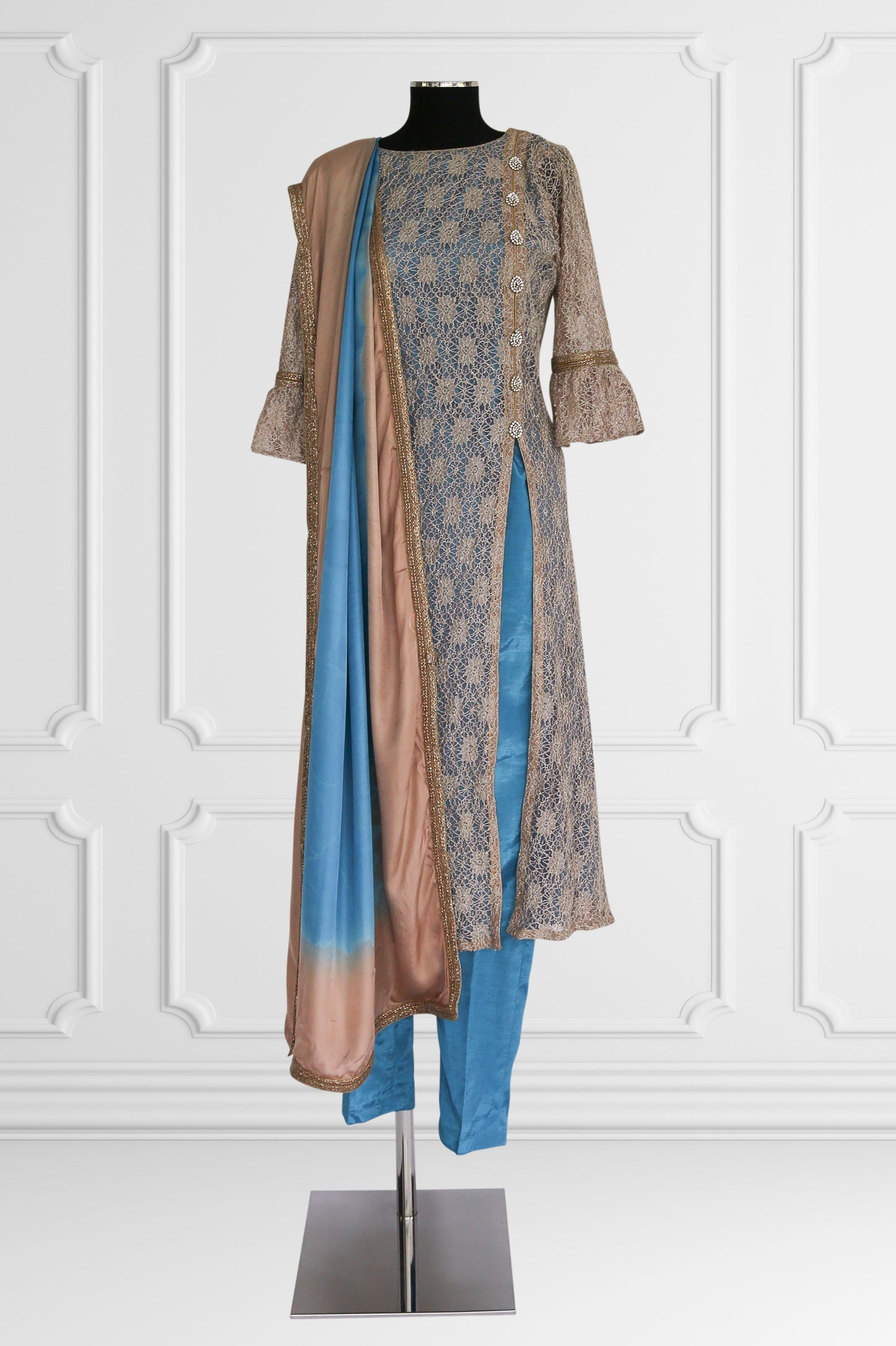 Bronze and Blue Kurta Set