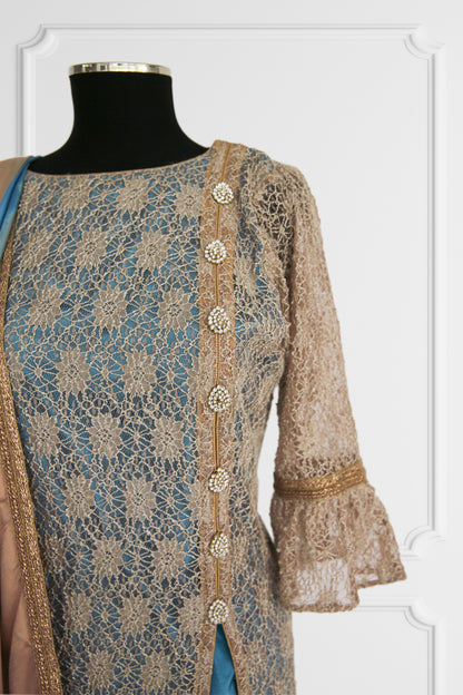 Bronze and Blue Kurta Set