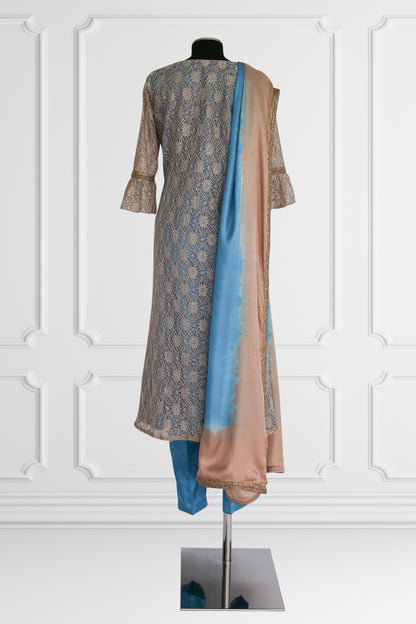 Bronze and Blue Kurta Set