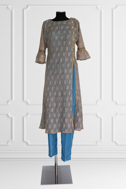 Bronze and Blue Kurta Set