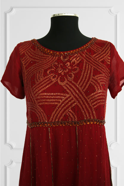 Burgundy Anarkali Set