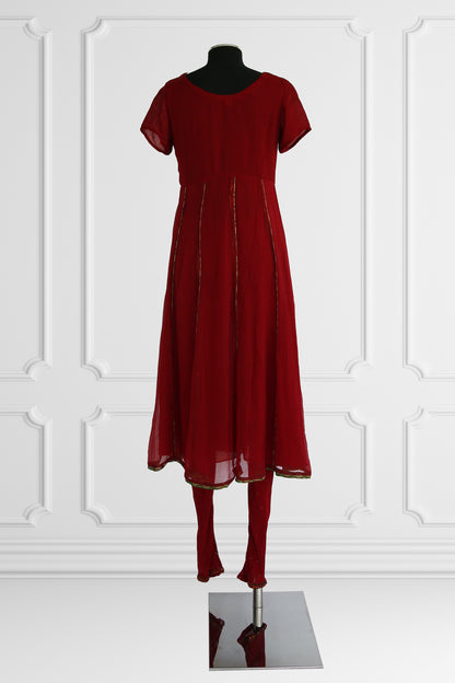 Burgundy Anarkali Set