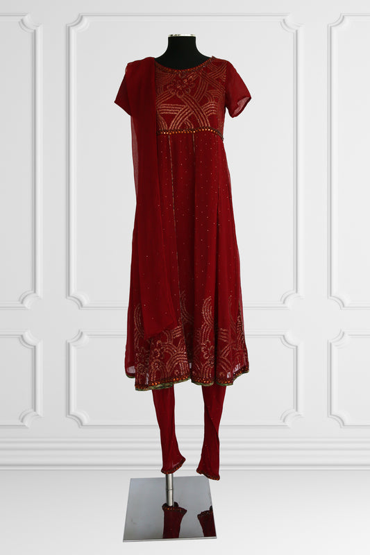 Burgundy Anarkali Set