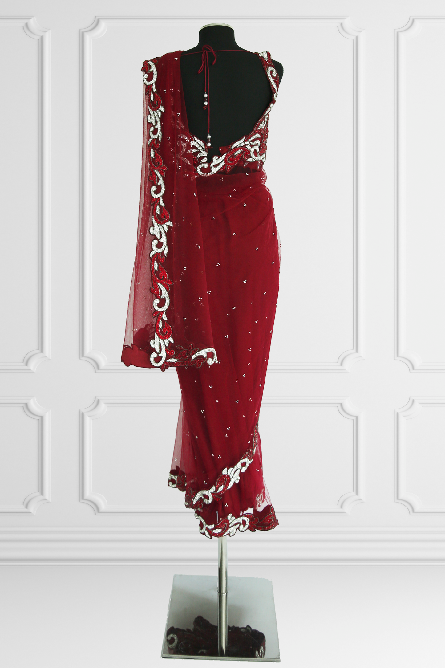 Burgundy Tule Saree Set