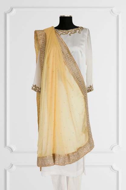 Golden Radiance Cream Sheer Dupatta