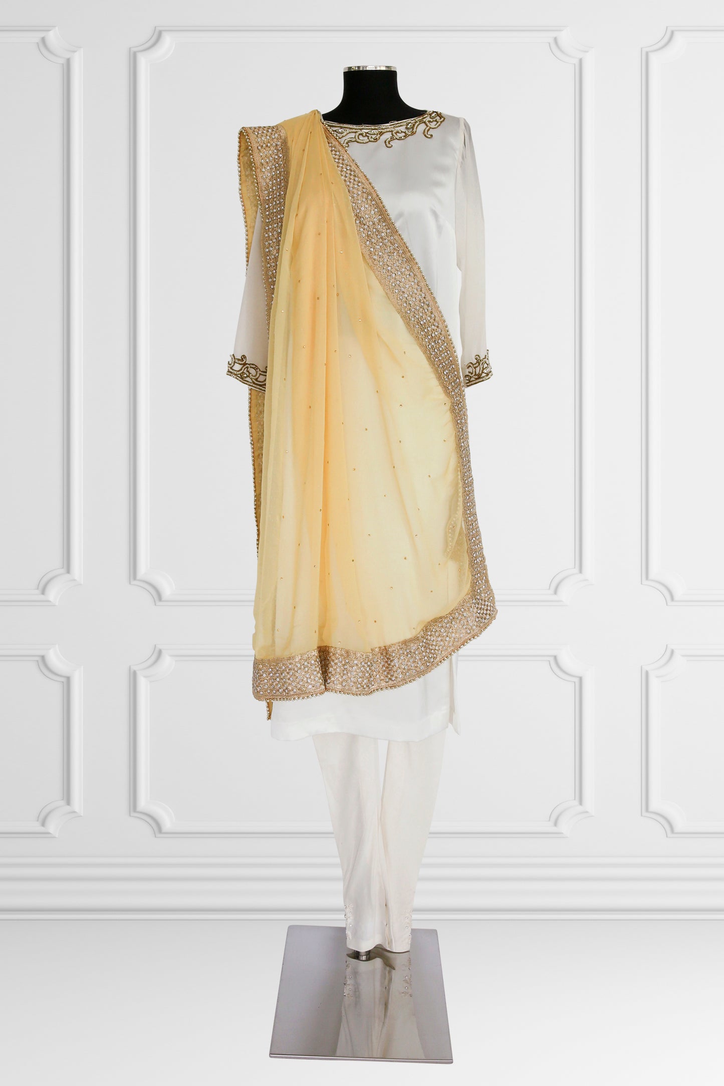 Golden Radiance Cream Sheer Dupatta