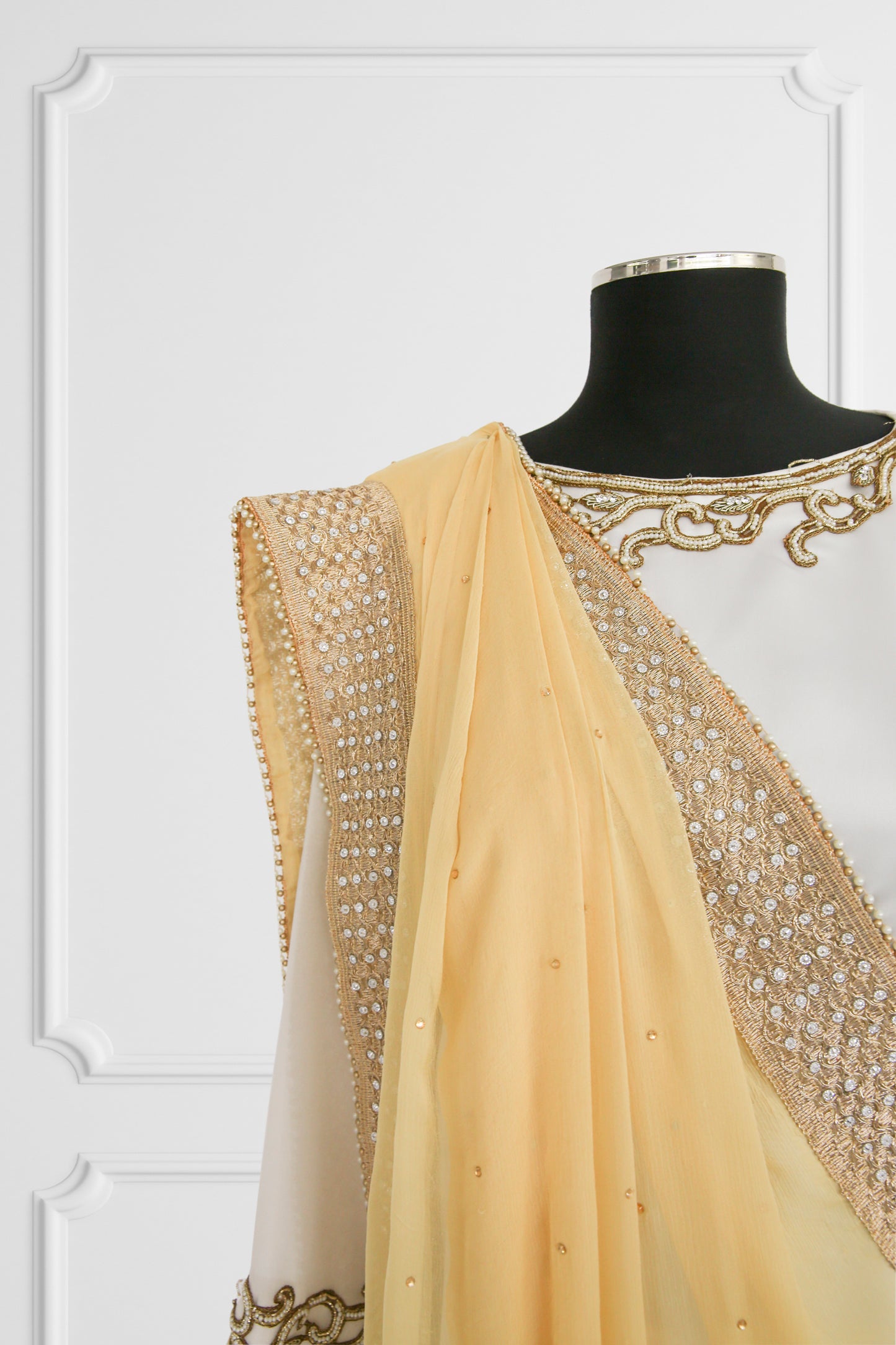 Golden Radiance Cream Sheer Dupatta