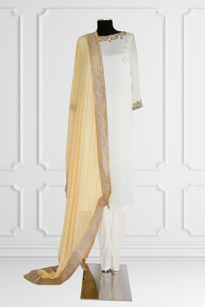 Golden Radiance Cream Sheer Dupatta