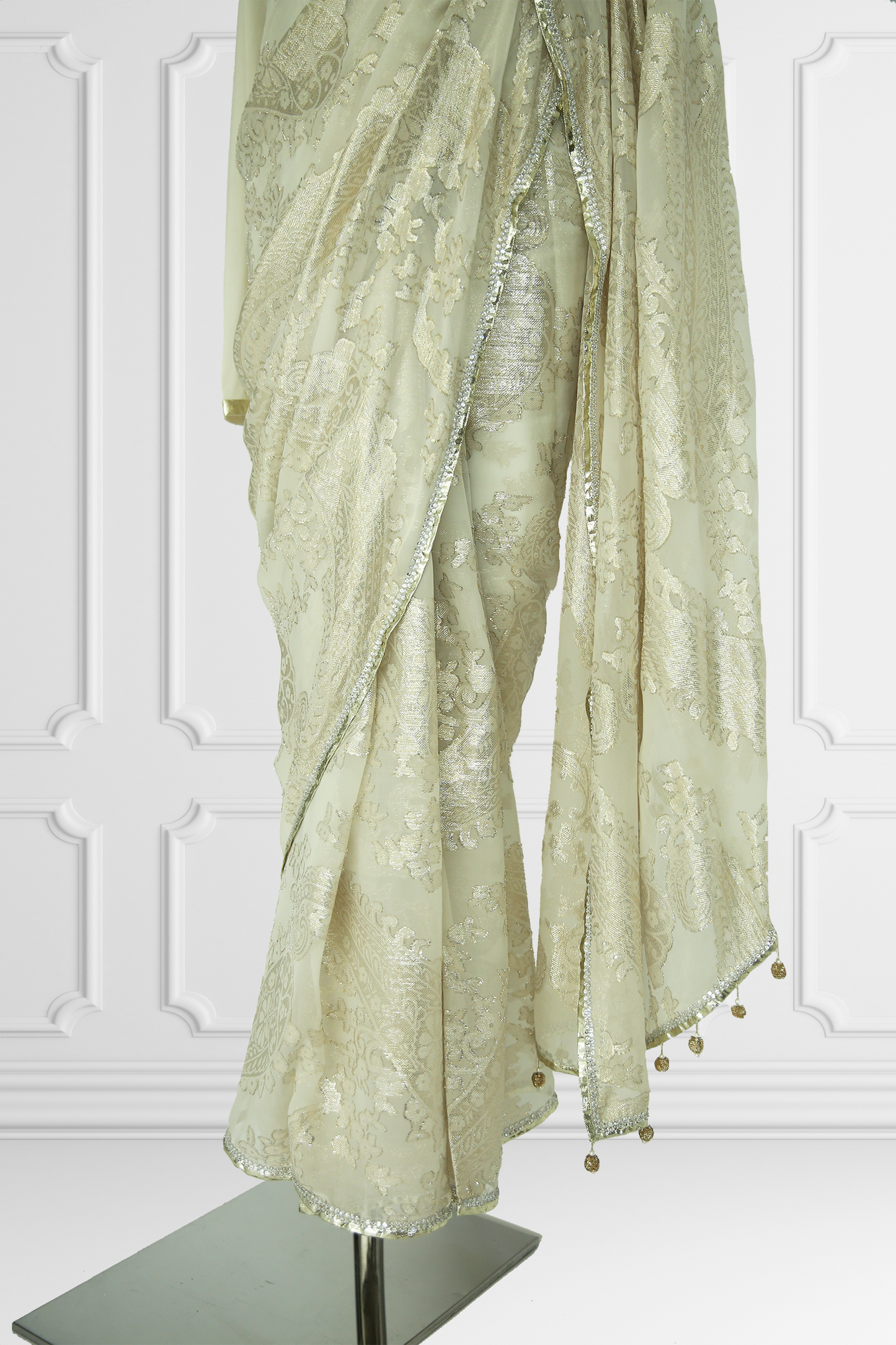 White Statement Saree Set