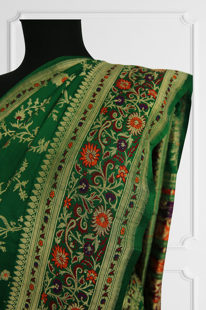 Green Floral Embroidered Saree