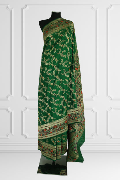 Green Floral Embroidered Saree