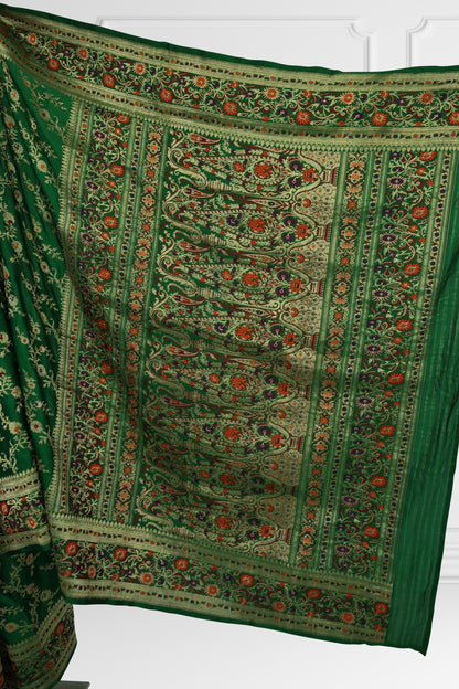 Green Floral Embroidered Saree