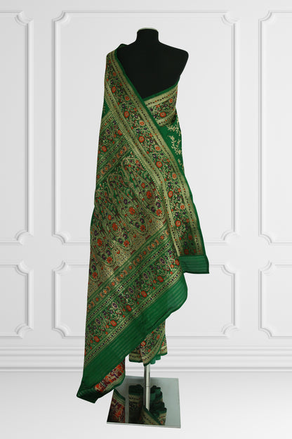 Green Floral Embroidered Saree